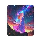 Celestial Dreamer Anime Sherpa Blanket – Starry Night Fantasy Girl Fleece Throw