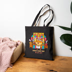 Cute Cat Cafe Tote Bag — Cotton Canvas Grocery & Market Bag with Kawaii Shiba Shop Design