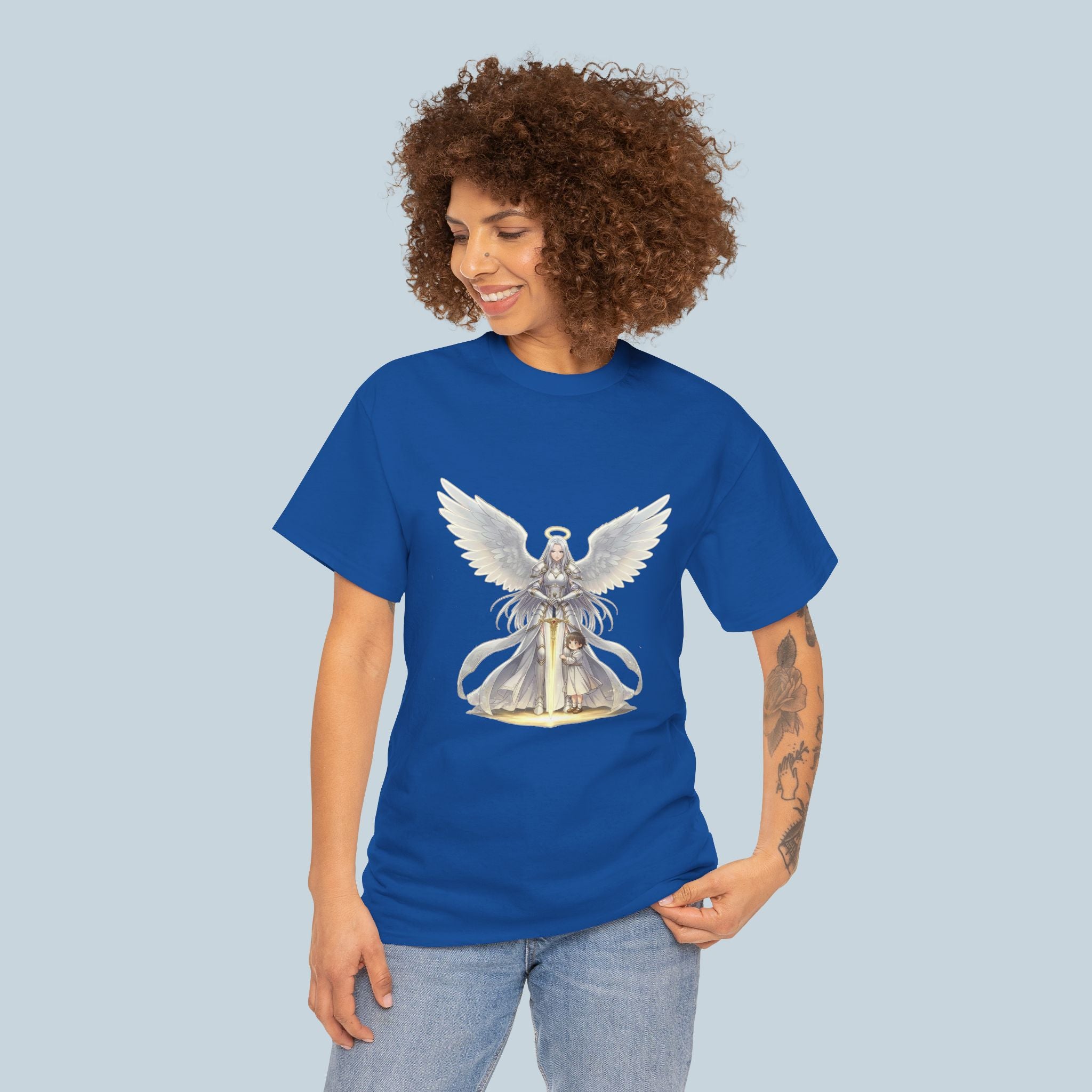 Anime Guardian Angel T-Shirt – Protective Angel & Child Art Tee, Spiritual Fantasy Shirt, Gift for Moms, Dads, Anime Fans