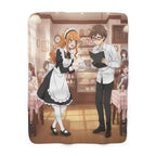 Maid Cafe Anime Sherpa Blanket Cozy Kawaii Waitress Scene Soft Fleece Throw Cute Japanese Manga Gift for Anime Lovers