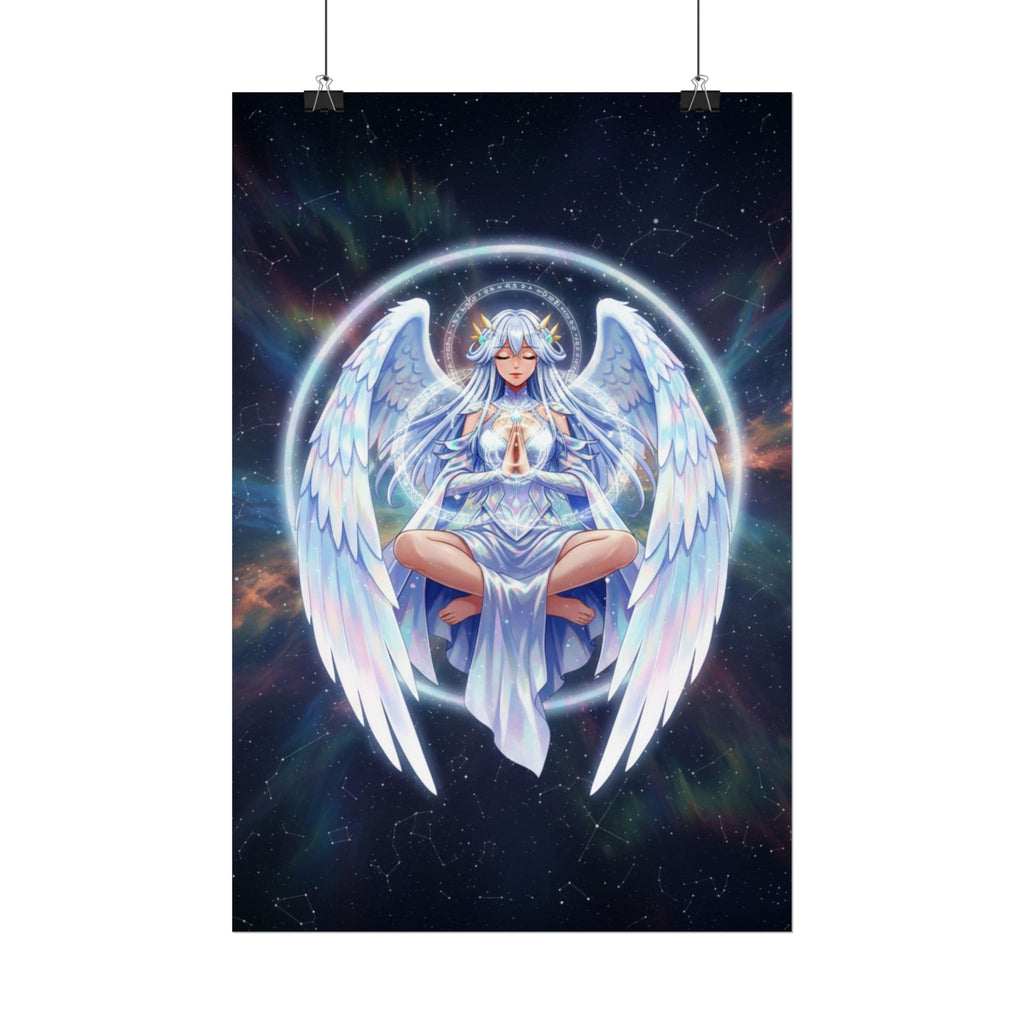 Lyria Solara Anime Poster Celestial Angel Wall Art Fantasy Goddess Print for Bedroom or Studio