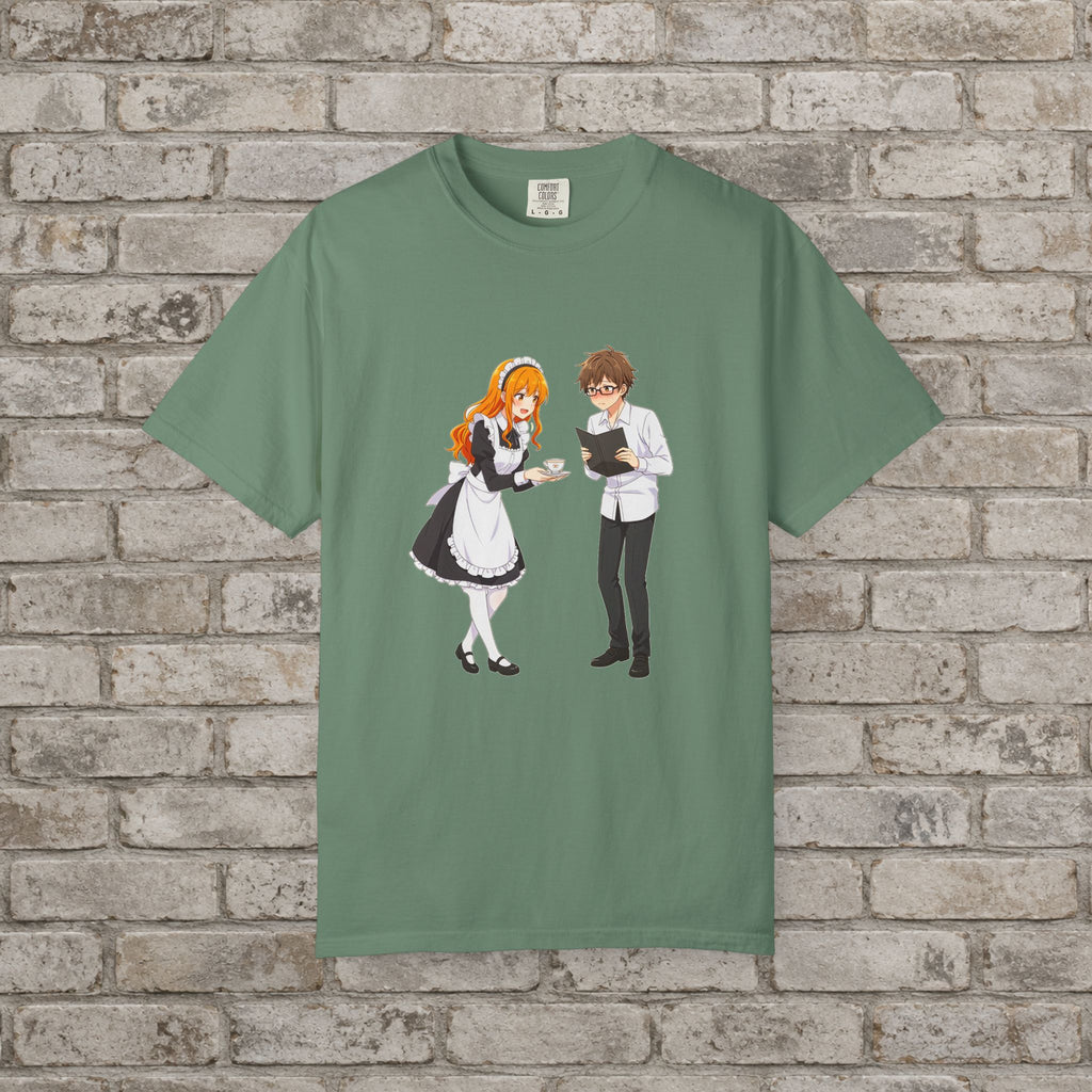 Anime Maid Cafe T-Shirt Cute Waitress and Barista Tee for Otaku Fans