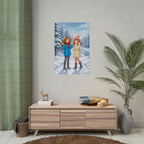 Anime Winter Girls Poster Cozy Snow Scene Wall Art Cute Seasonal Print for Anime Lovers and Fans