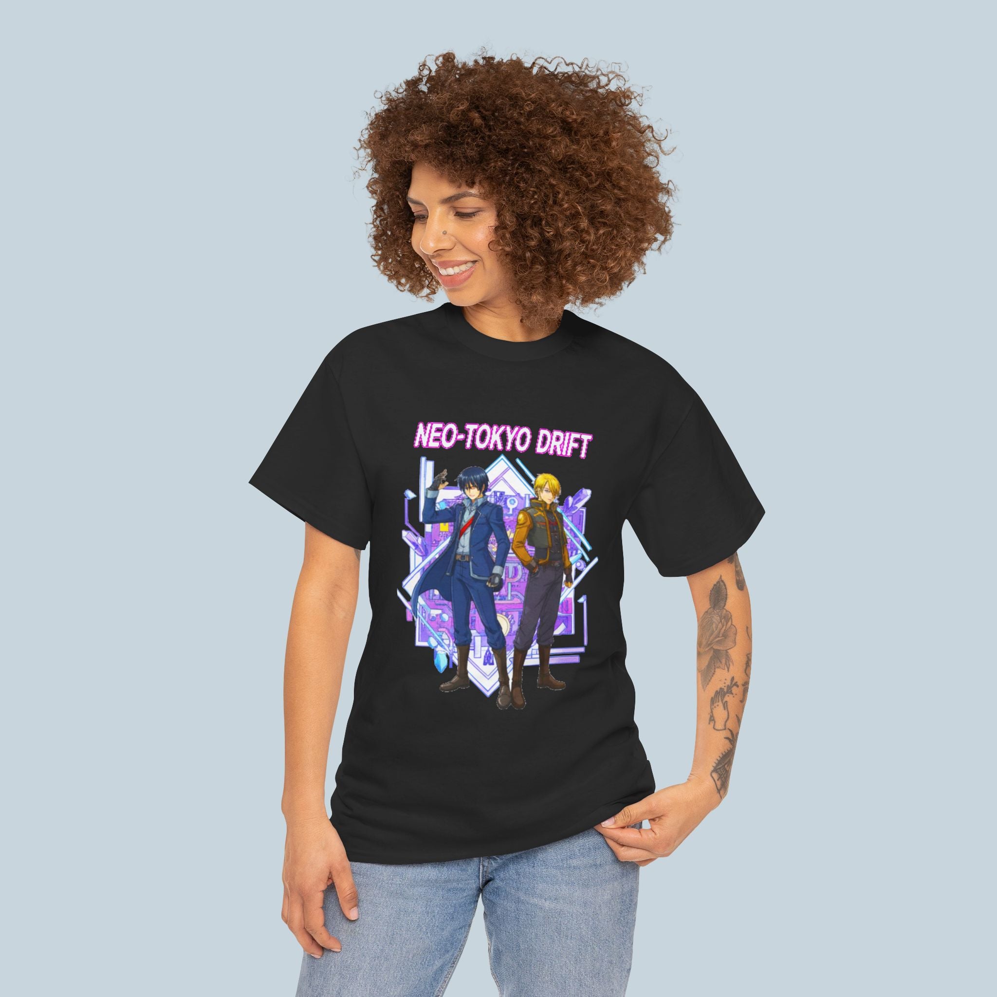 Neo Tokyo Drift Anime T Shirt Cyberpunk Streetwear Futuristic Anime Graphic Tee Gamer Shirt Unisex
