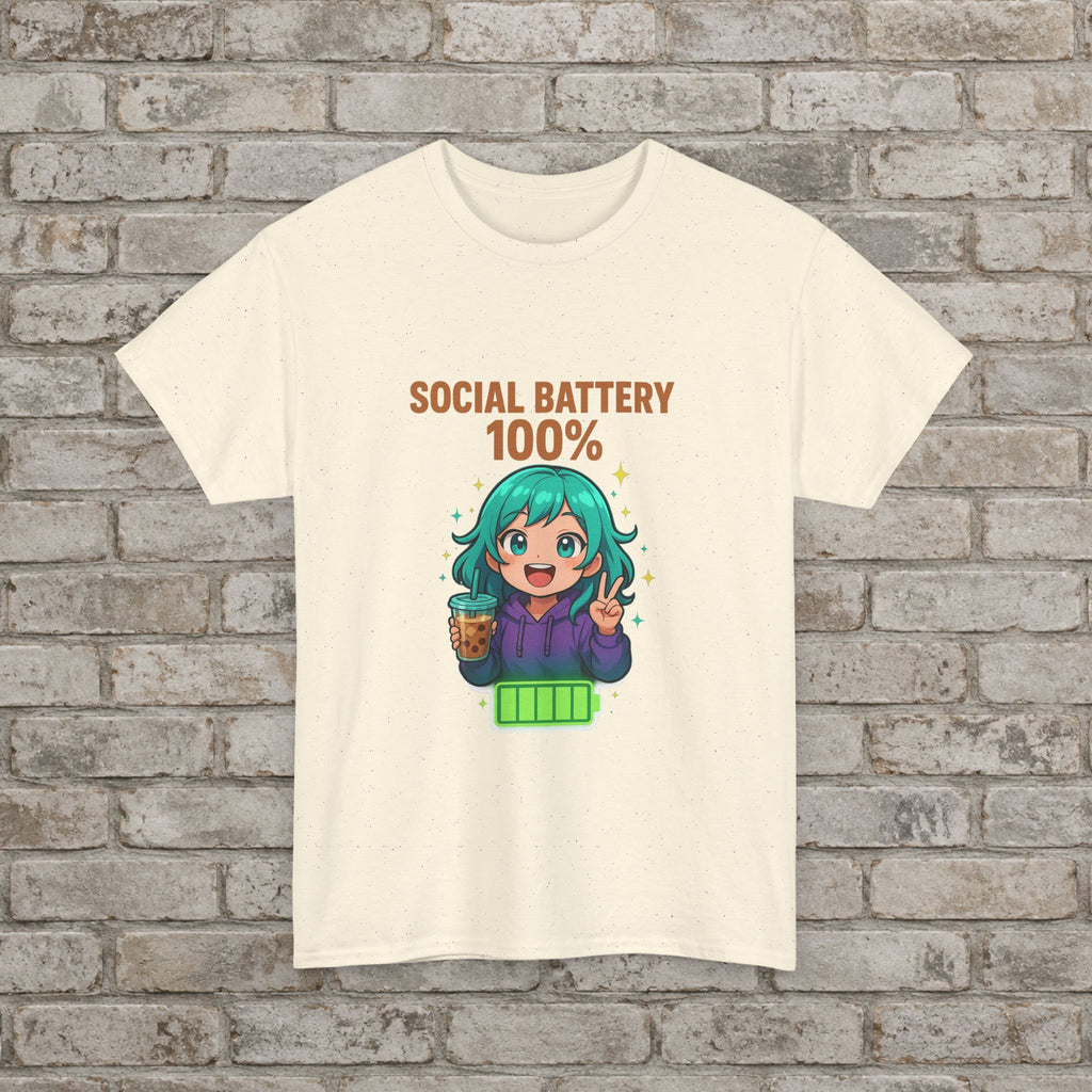 Social Battery 100% Anime T-Shirt