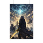 Kael Chronis Poster – Time Mage Anime Wall Art, Cosmic Storm Warrior, Sci-Fi Fantasy Character Print, Epic Anime Universe, 24x36 Artwork