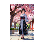 Cherry Blossom Anime Girl Giclée Poster — Sunlit Temple Art Print