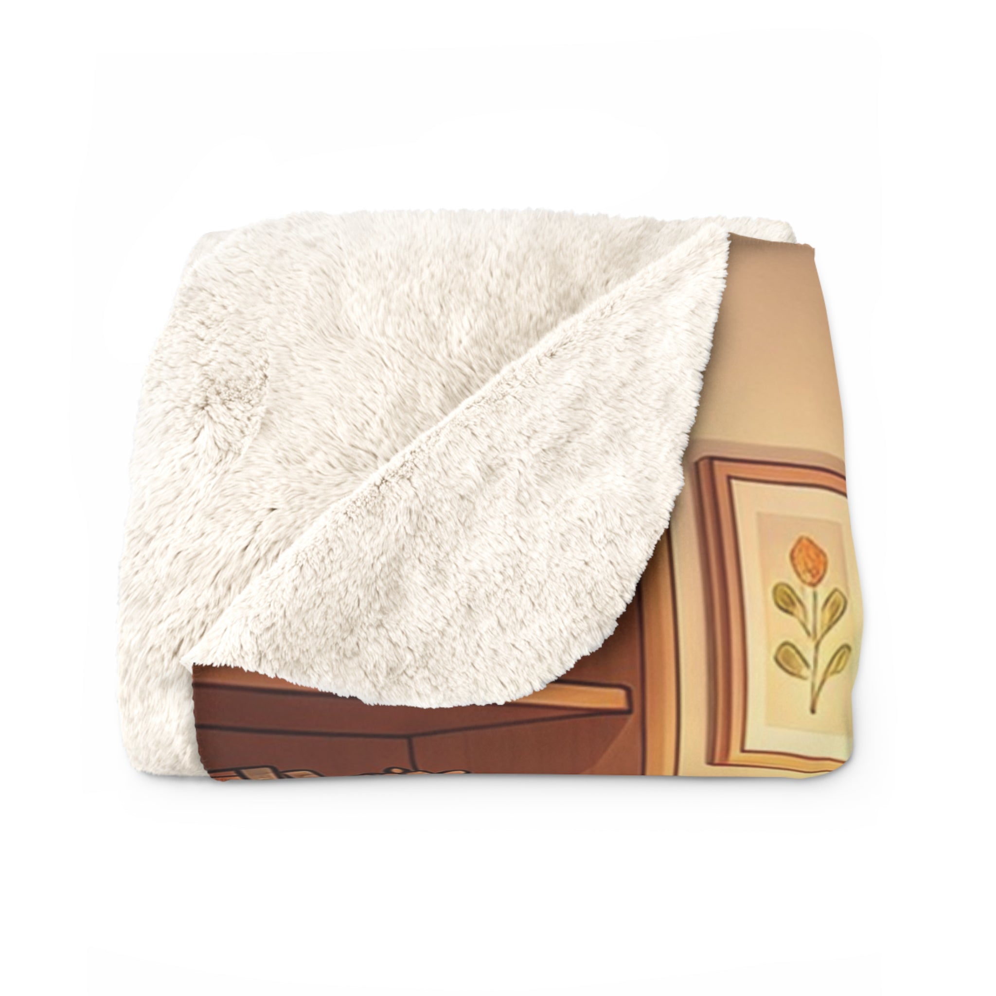 Cozy Anime Girls Sherpa Blanket Pajama Sleepover Scene Cute Cat Throw Blanket for Anime Fans and Book Lovers