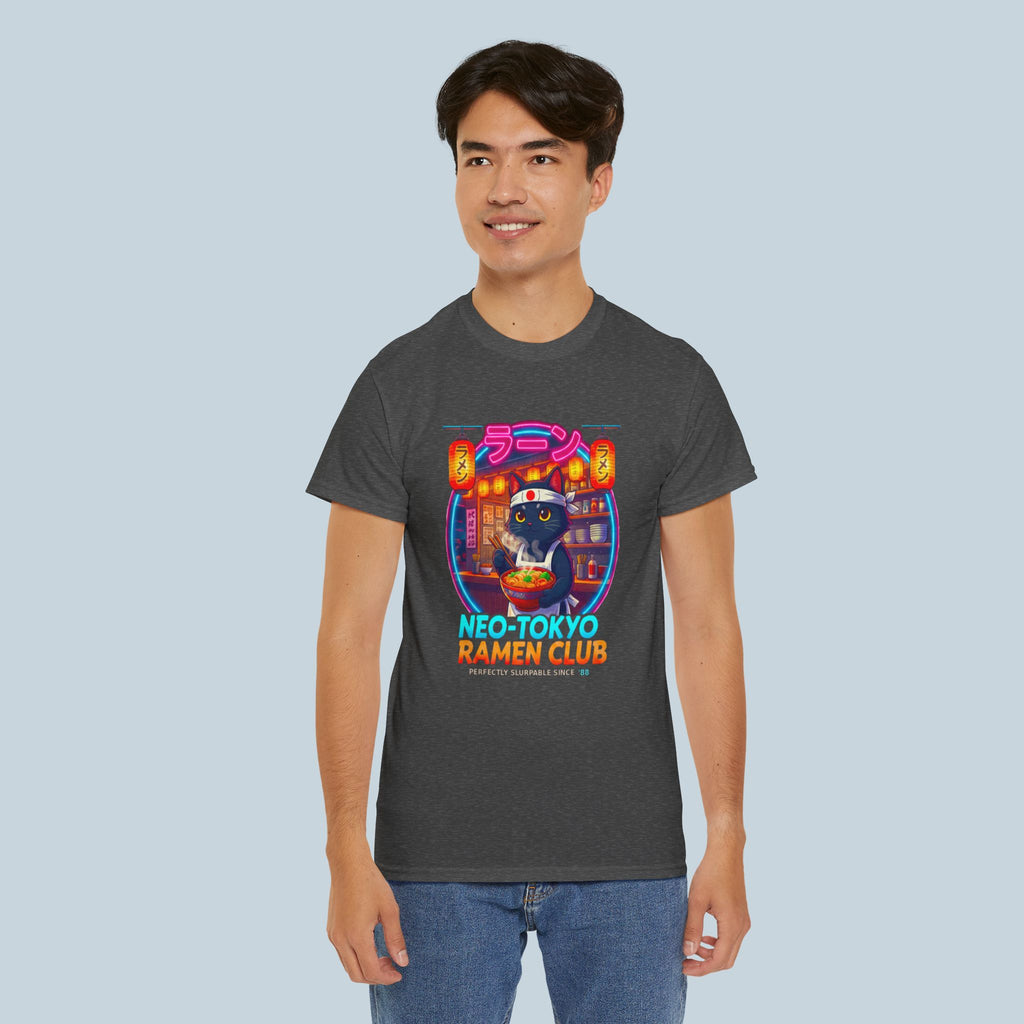 Neo Tokyo Ramen Club Anime Cat T Shirt Neon Japanese Streetwear Ramen Lover Graphic Tee