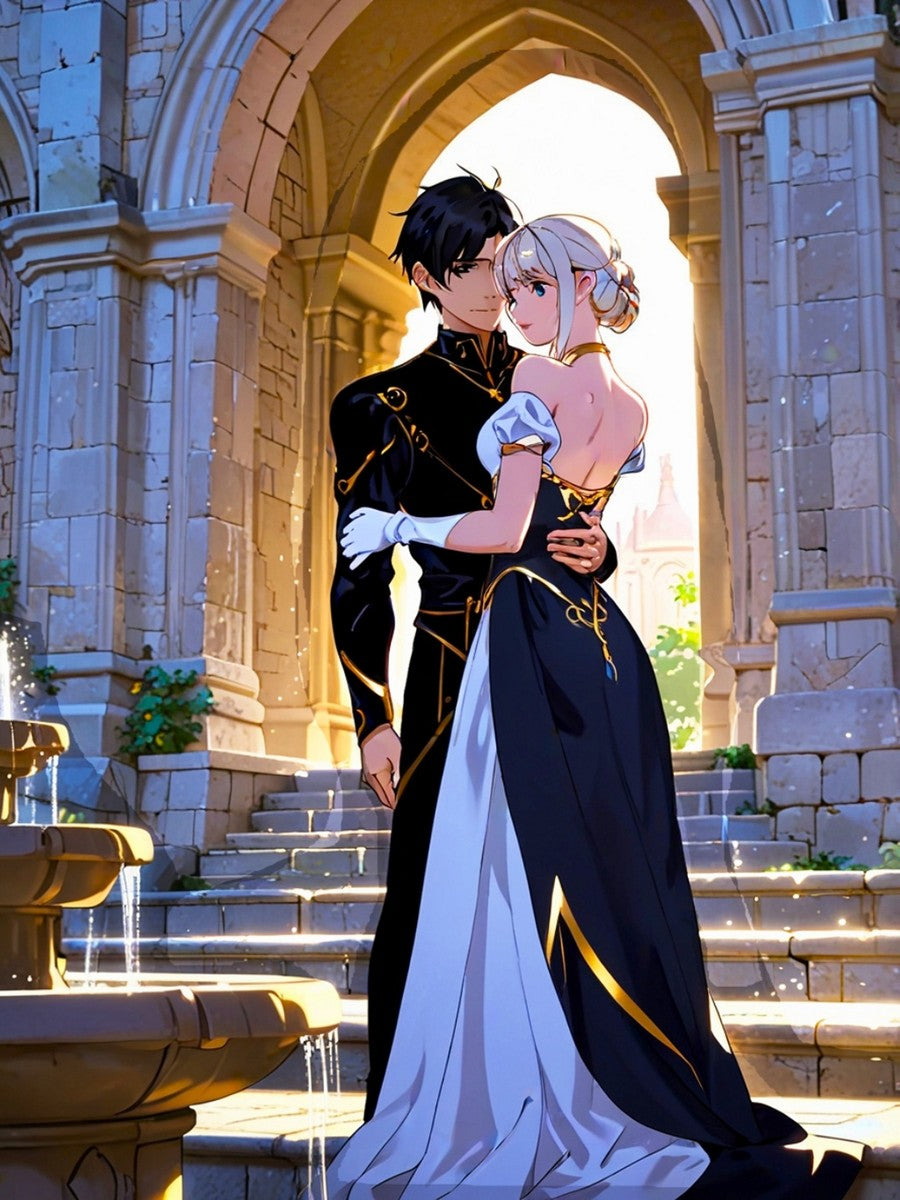 Romantic Anime Couple Sherpa Blanket Fantasy Castle Cozy Gift for Anime Lovers and Dreamers
