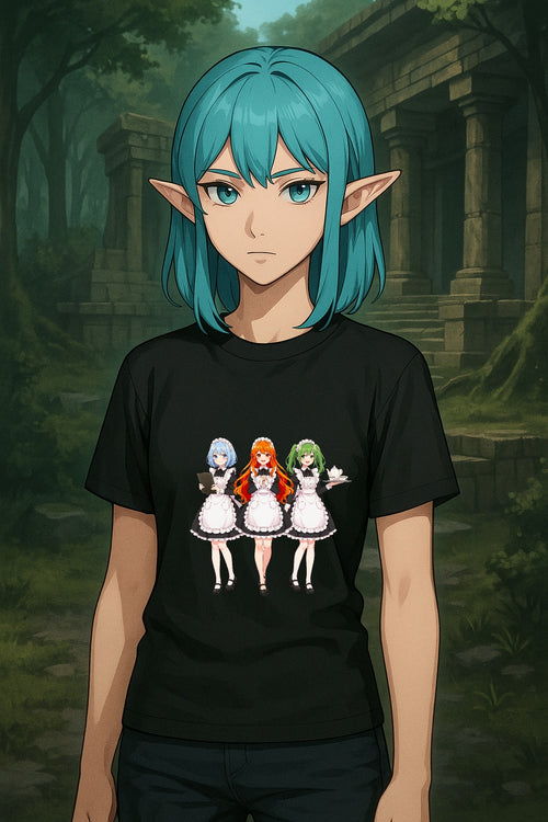 Anime Maid Girl T-Shirt — Funny Crimefighter Japanese Waitress Tee for Otaku & Anime Fans