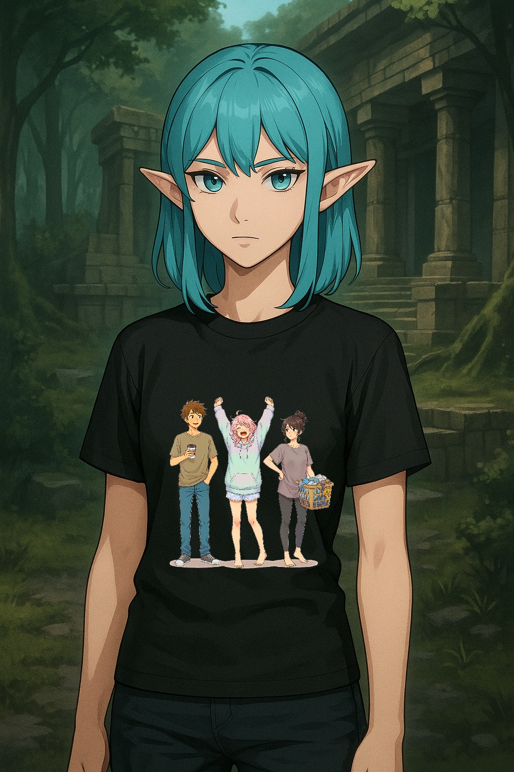 Anime Friends T-Shirt Cozy Slice of Life Comfort Colors Tee Gift for Anime Fans and Girls