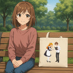 Anime Maid Cafe Tote Bag Cute Waitress and Barista Canvas Bag for Otaku Fans