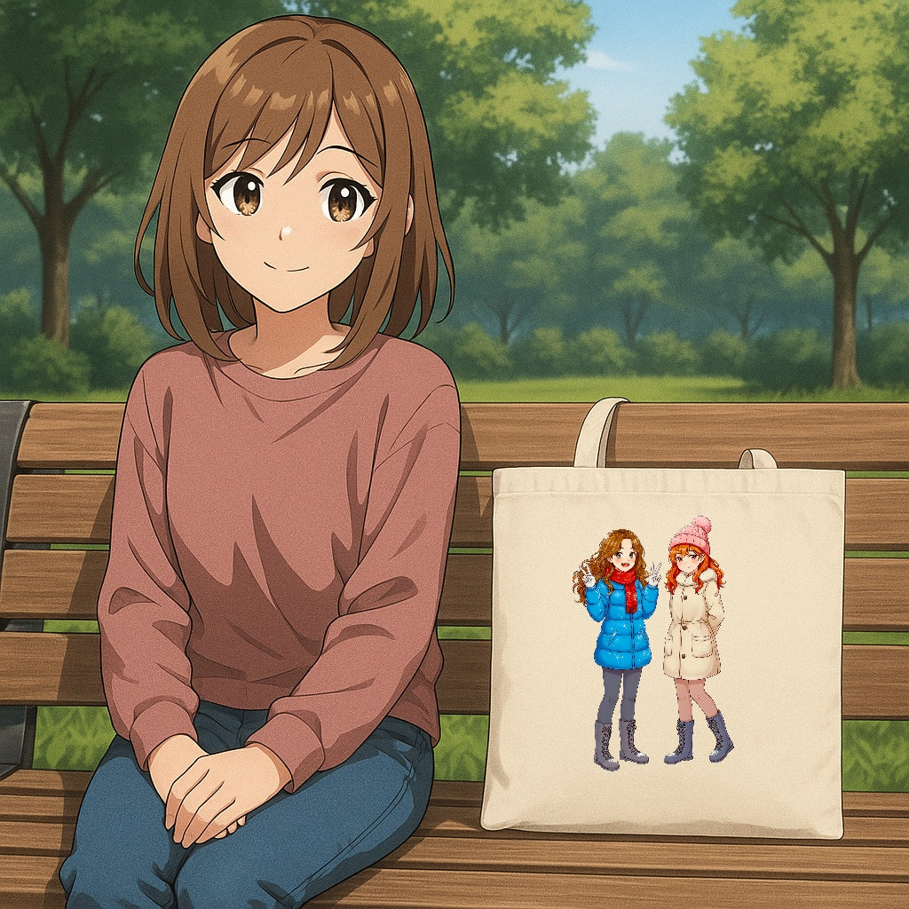Anime Winter Girls Tote Bag Cute Cold Weather Art Kawaii Cozy Fashion Gift for Anime Lovers