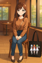 Anime Maid Girl Tote Bag Cute Japanese Waitress Design Funny Otaku Gift for Anime Fans and Conventions