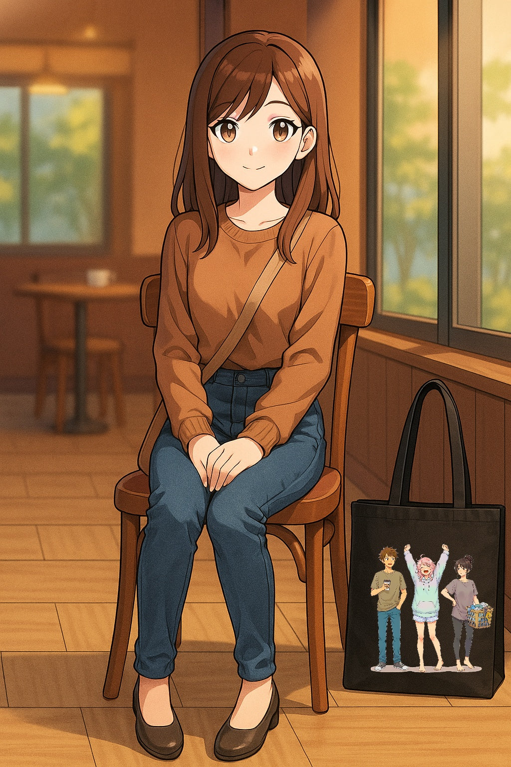 Anime Tote Bag Cute Slice of Life Design Gift for Anime Fans and Girls