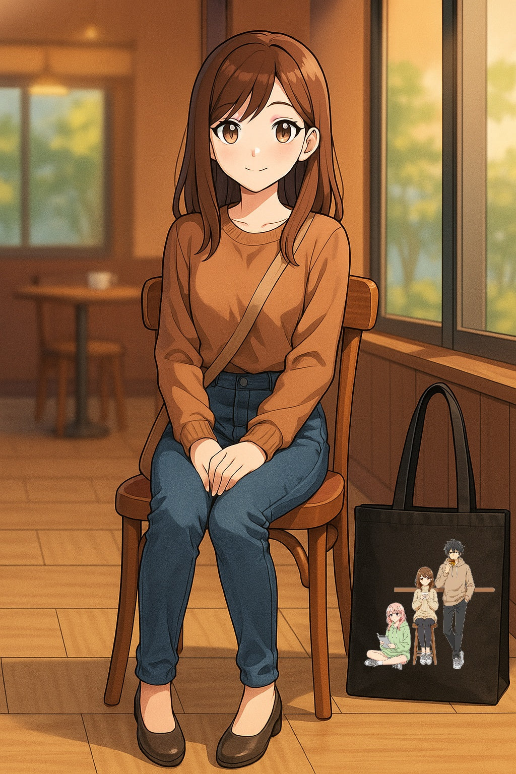 Anime Tote Bag Hoodie Friends Design Cozy Aesthetic Otaku Gift for Anime Lovers and Gamers