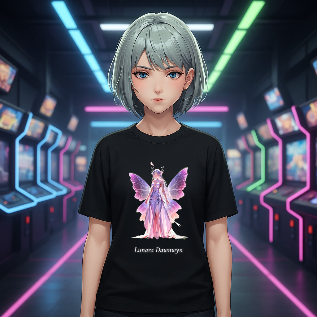 Fairy Queen Anime Shirt Lunara Dawnwyn T-Shirt Magical Butterfly Wings Fantasy Gift for Anime Lovers and Dreamers