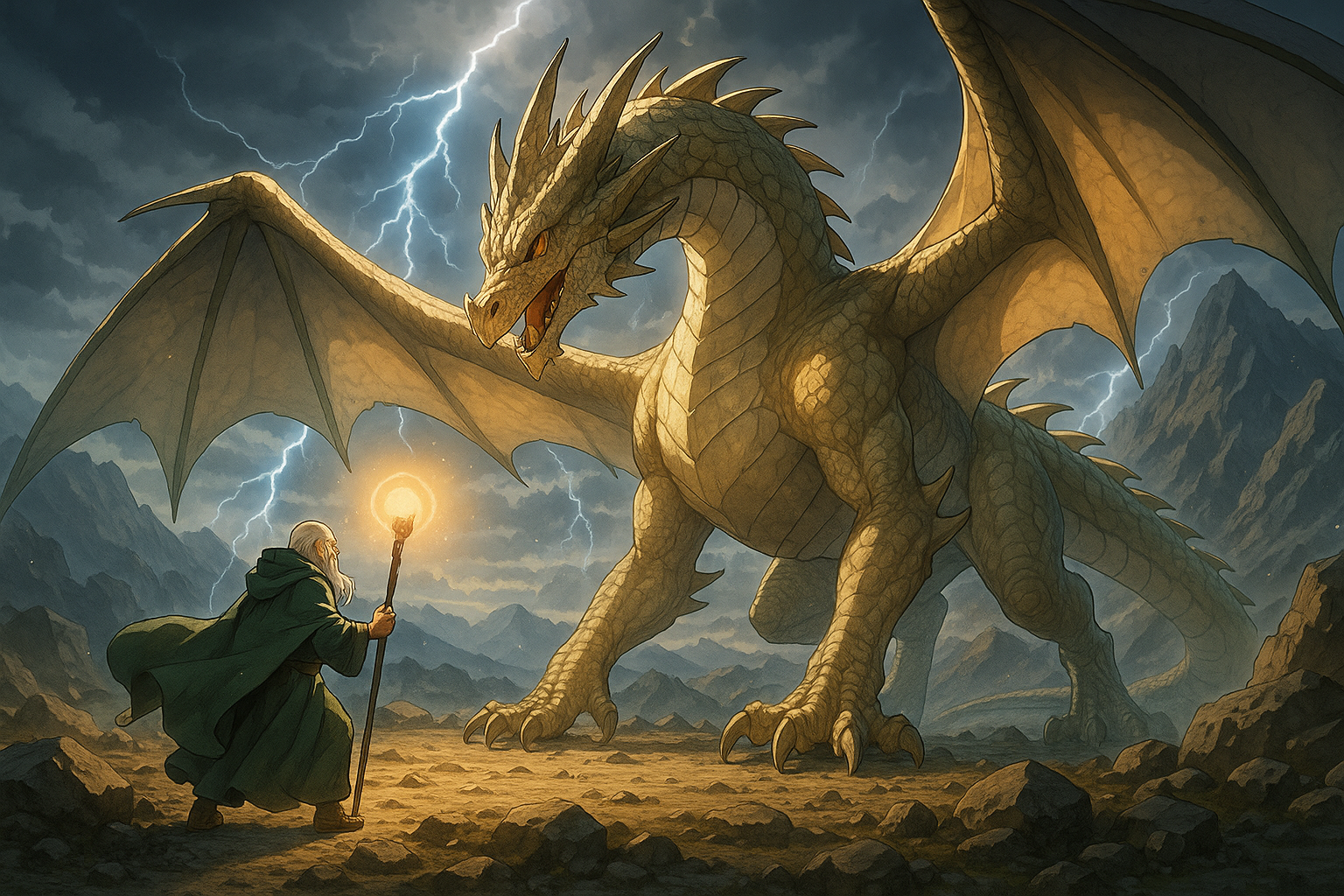 Fantasy Dragon Stormy Mountain Artwork Mythical Creature Wall Art Epic Adventure Print