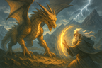 Fantasy Anime Dragon & Wizard Art Print: Dungeons and Dragons Decor