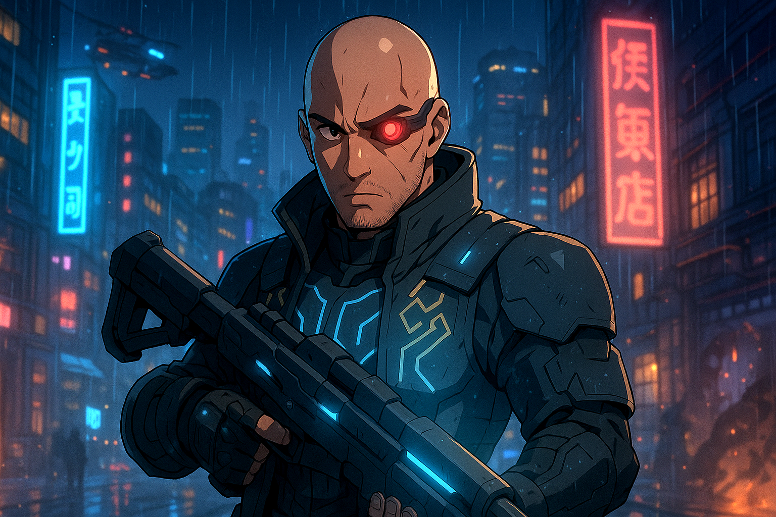 Cyberpunk Anime Art Wall Art: Sci-Fi Gamer Room Decor