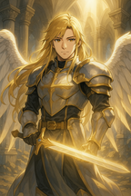 Anime Paladin Poster, Angel Warrior Wall Art Print, Fantasy Anime Decor, Japanese Anime Poster, Gift for Gamers and Otaku Fans