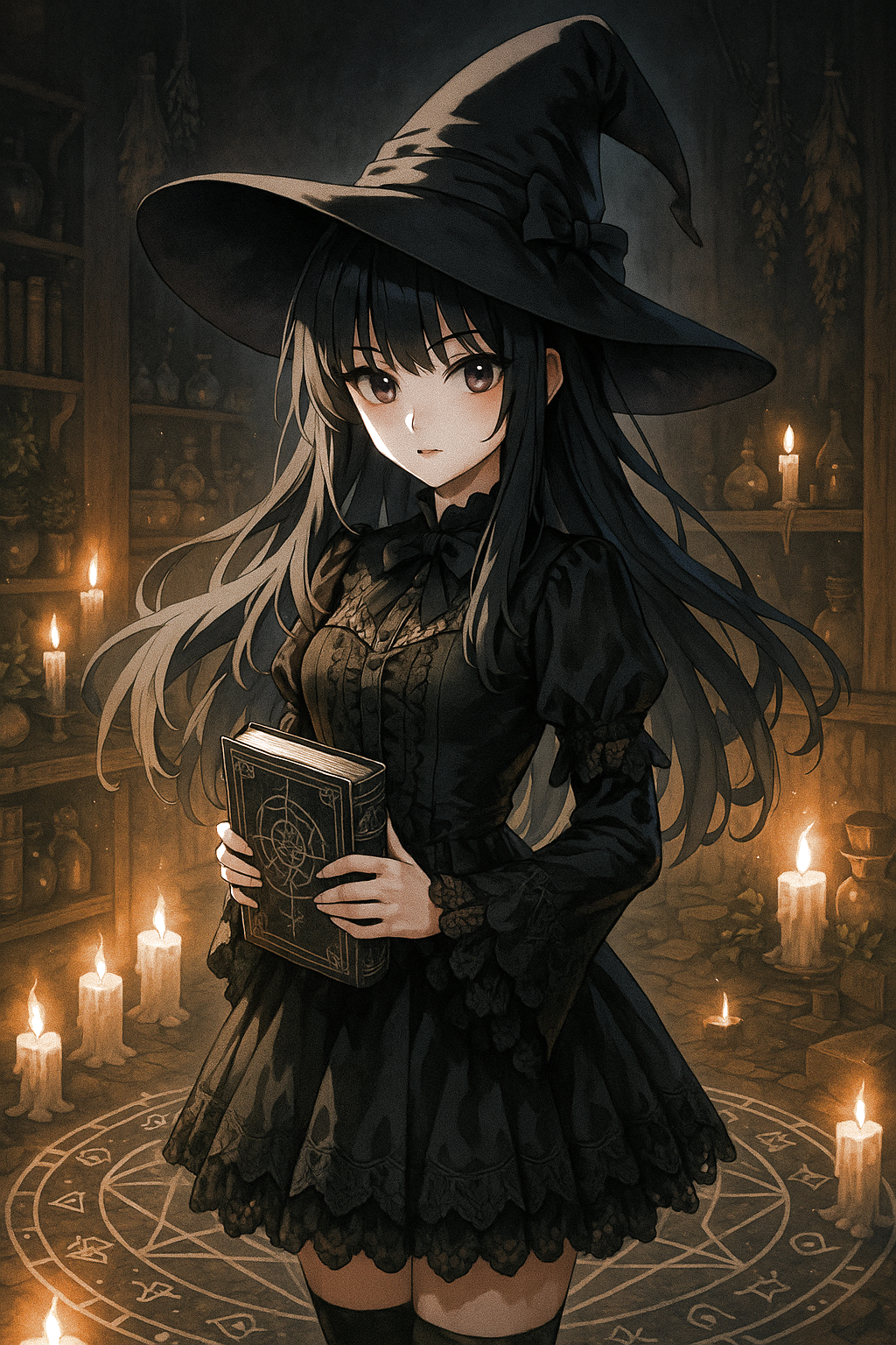 Anime Witch Poster: Gothic Dark Academia Wall Art