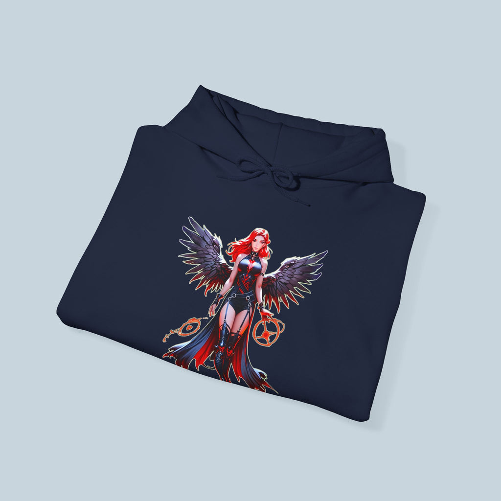 Anime Dark Sorceress Hoodie Red Winged Mage Pullover Gothic Fantasy Girl Gift for Anime Fans and Game