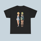 Anime Girl Duo T-Shirt, Fantasy Flower Dress Aesthetic Tee, Cute Anime Shirt for Otaku & Fans
