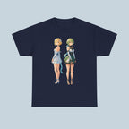 Anime Girl Duo T-Shirt, Fantasy Flower Dress Aesthetic Tee, Cute Anime Shirt for Otaku & Fans