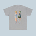 Anime Girl Duo T-Shirt, Fantasy Flower Dress Aesthetic Tee, Cute Anime Shirt for Otaku & Fans