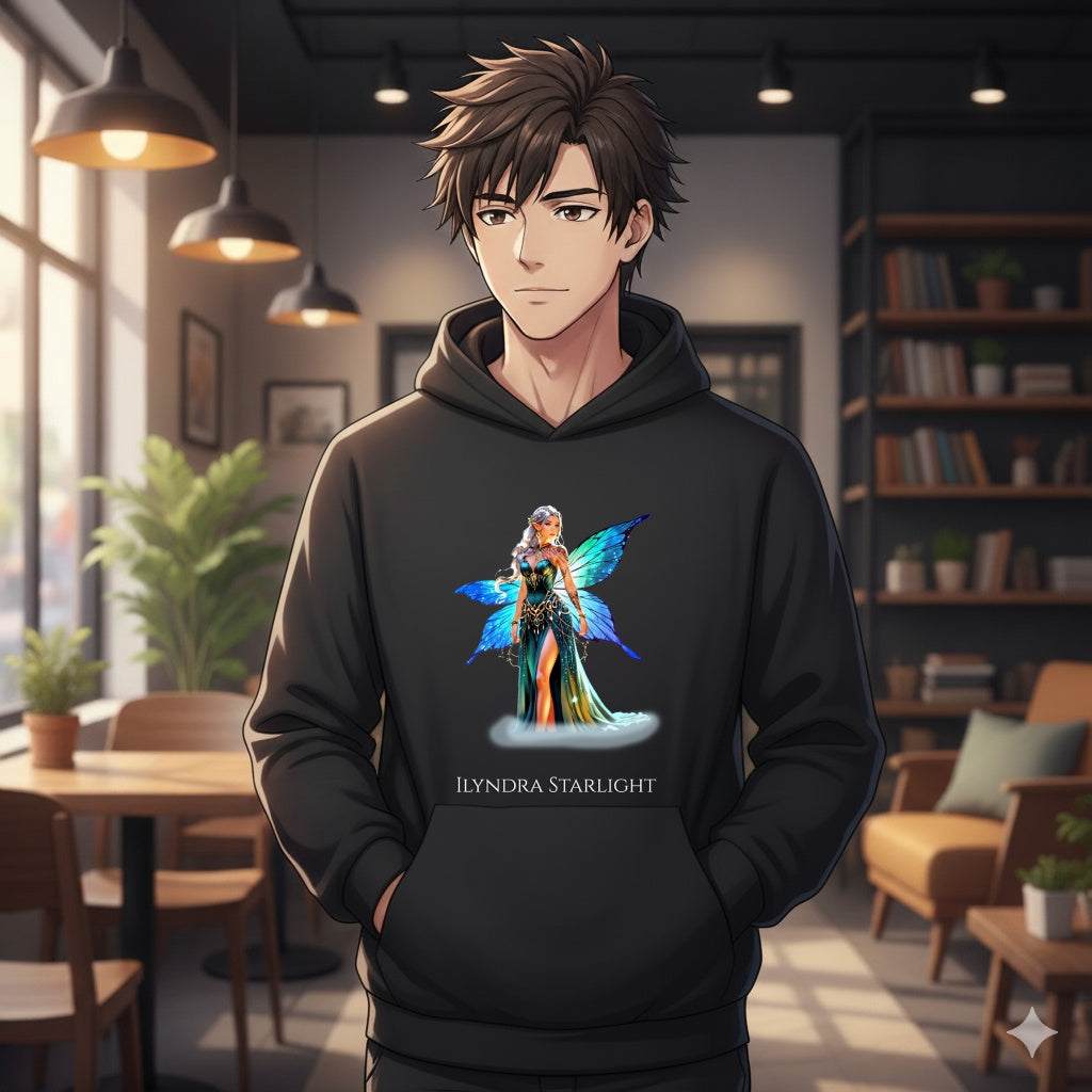 Fantasy Fairy Hoodie Ilyndra Starlight Anime Sweatshirt Wings Magic Spirit Gift for Fairycore Lovers and Gamers