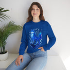 Celestial Wolf Anime Sweatshirt Glow In The Dark Style Blue Spirit Wolf Pullover Cozy Gift For Anime Fans