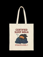 Certified Sleep Ninja Tote Bag Funny Cozy Gift for Nap Lovers Lazy Day Humor Cotton Canvas Bag