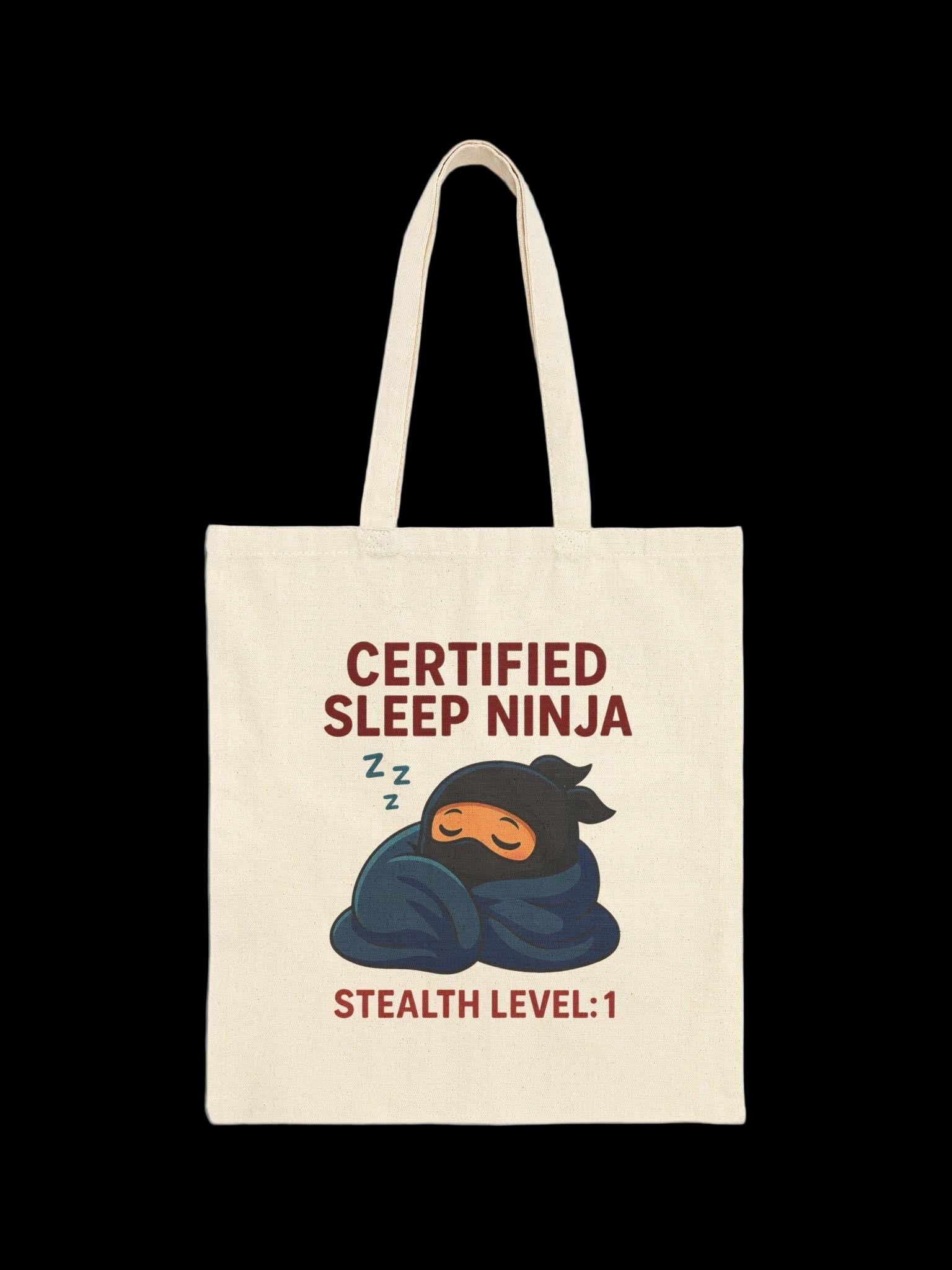 Certified Sleep Ninja Tote Bag Funny Cozy Gift for Nap Lovers Lazy Day Humor Cotton Canvas Bag
