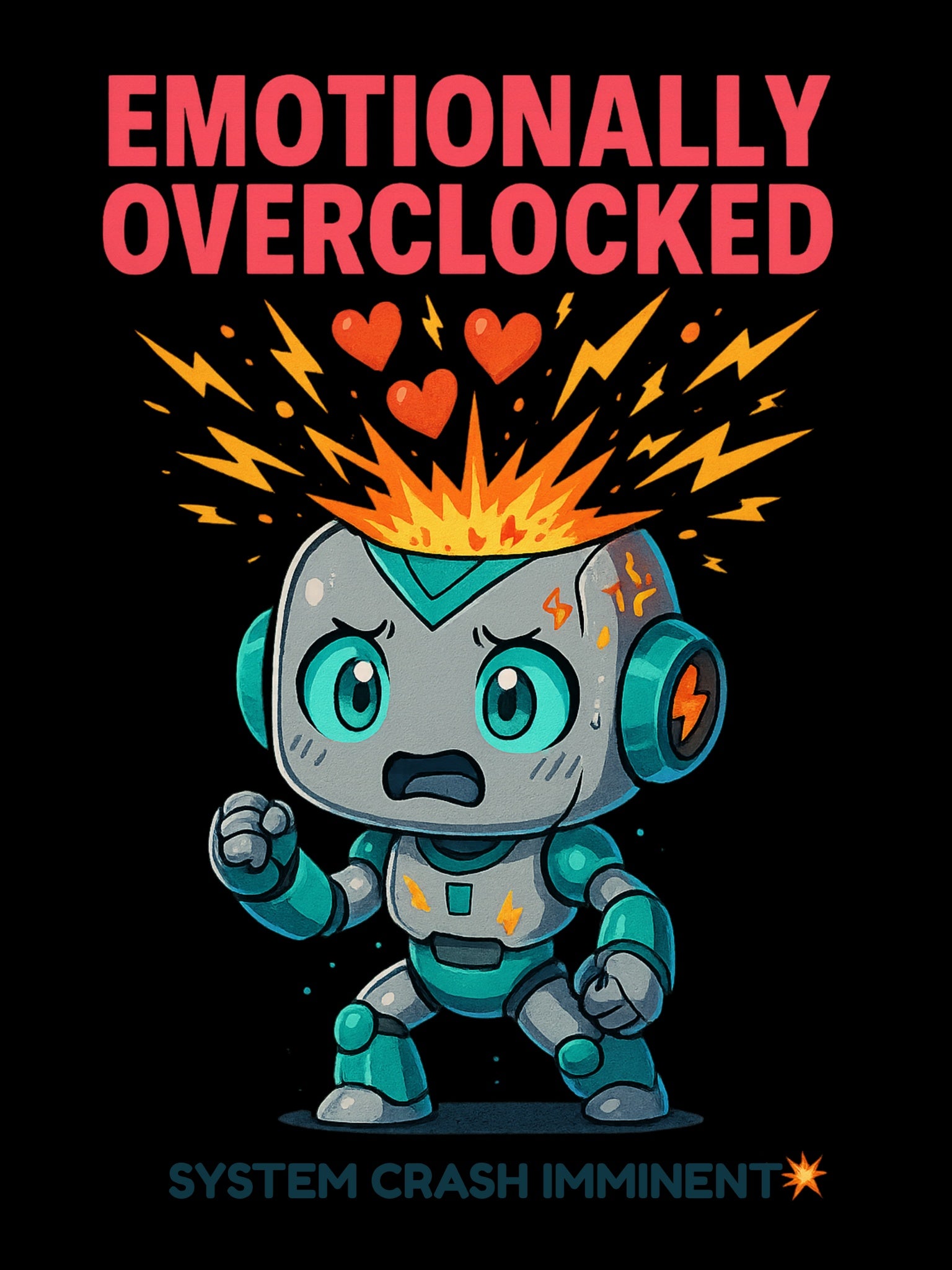 Emotionally Overclocked Tote Bag | Funny Robot Overload Canvas Tote | Cute Nerdy Gift for Gamers, Coders, Engineers, and Anime Fans