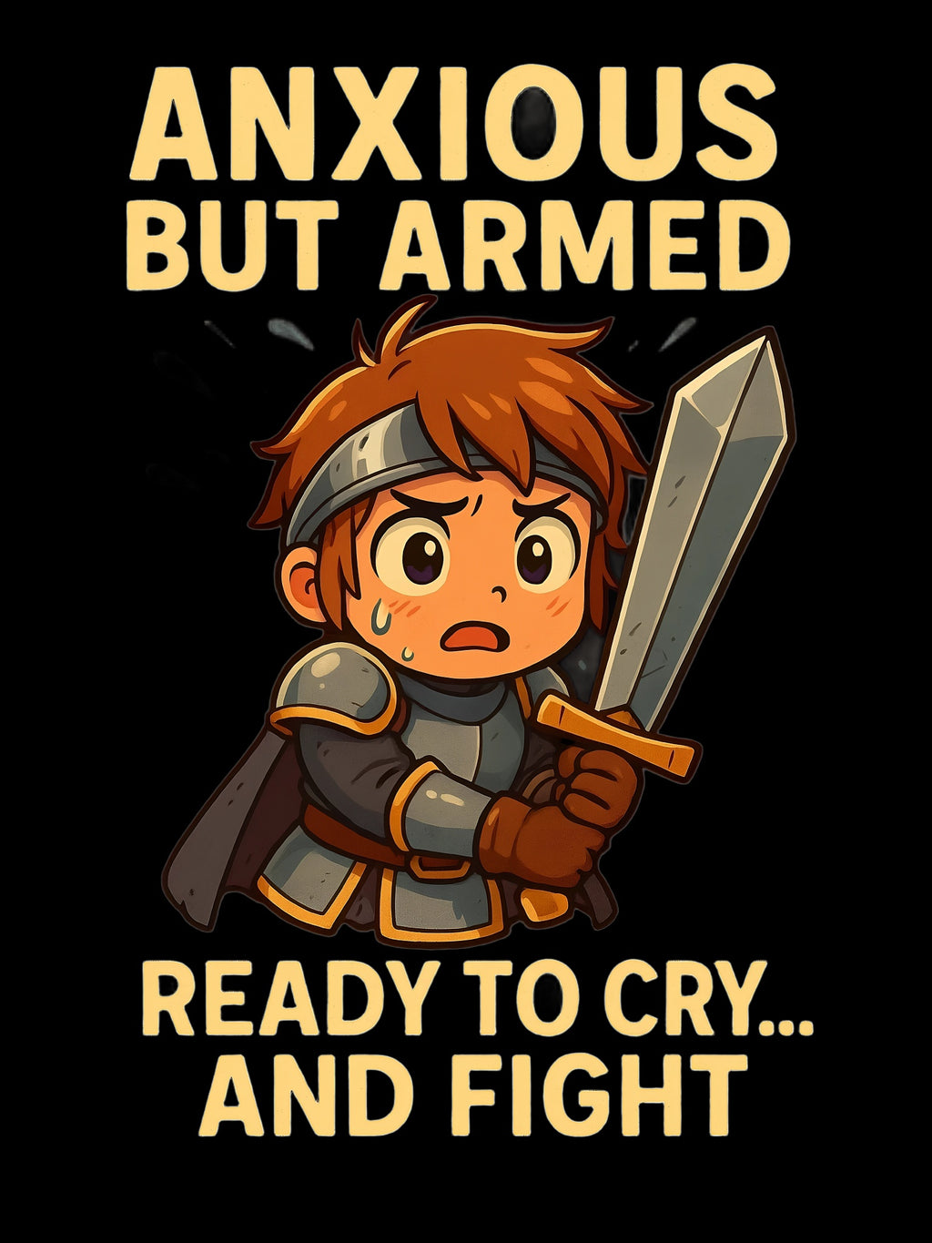 Anxious But Armed Tote Bag Funny Gamer Gift for Anime Fans Nerdy Warrior Humor Ready to Cry and Fight Satchel
