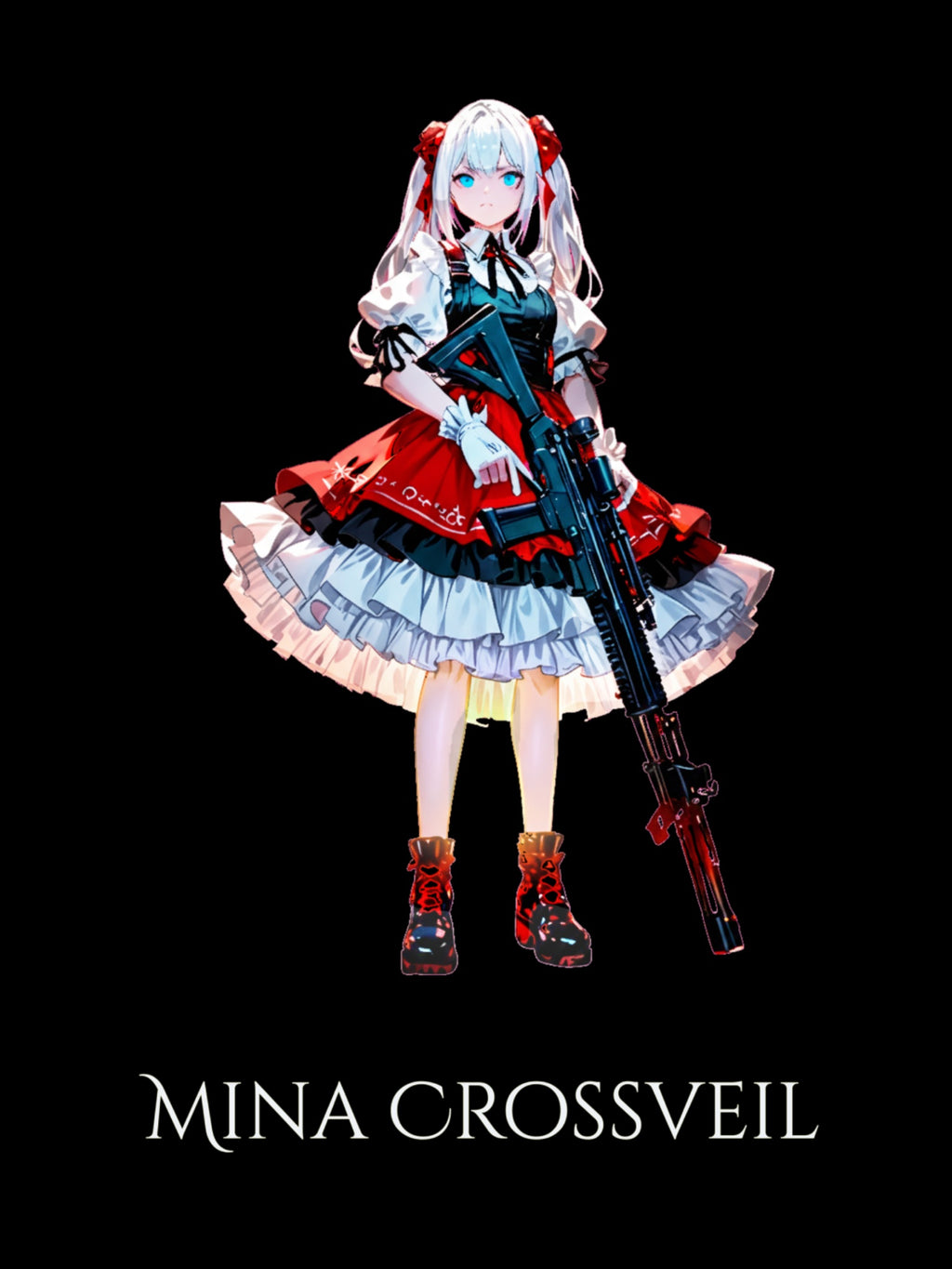 Anime Girl Hoodie Mina Crossveil Gothic Lolita Sweatshirt Cute Outfit Gift for Gamers and Collectors