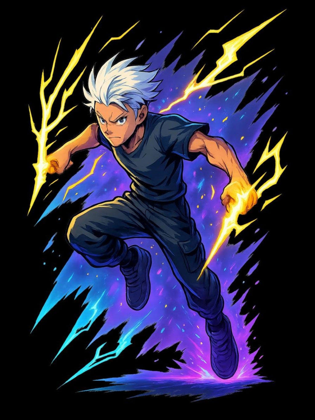 Anime Lightning Hero Hoodie Neon Glow Streetwear Electric Power Gift for Anime Lovers and Gamers