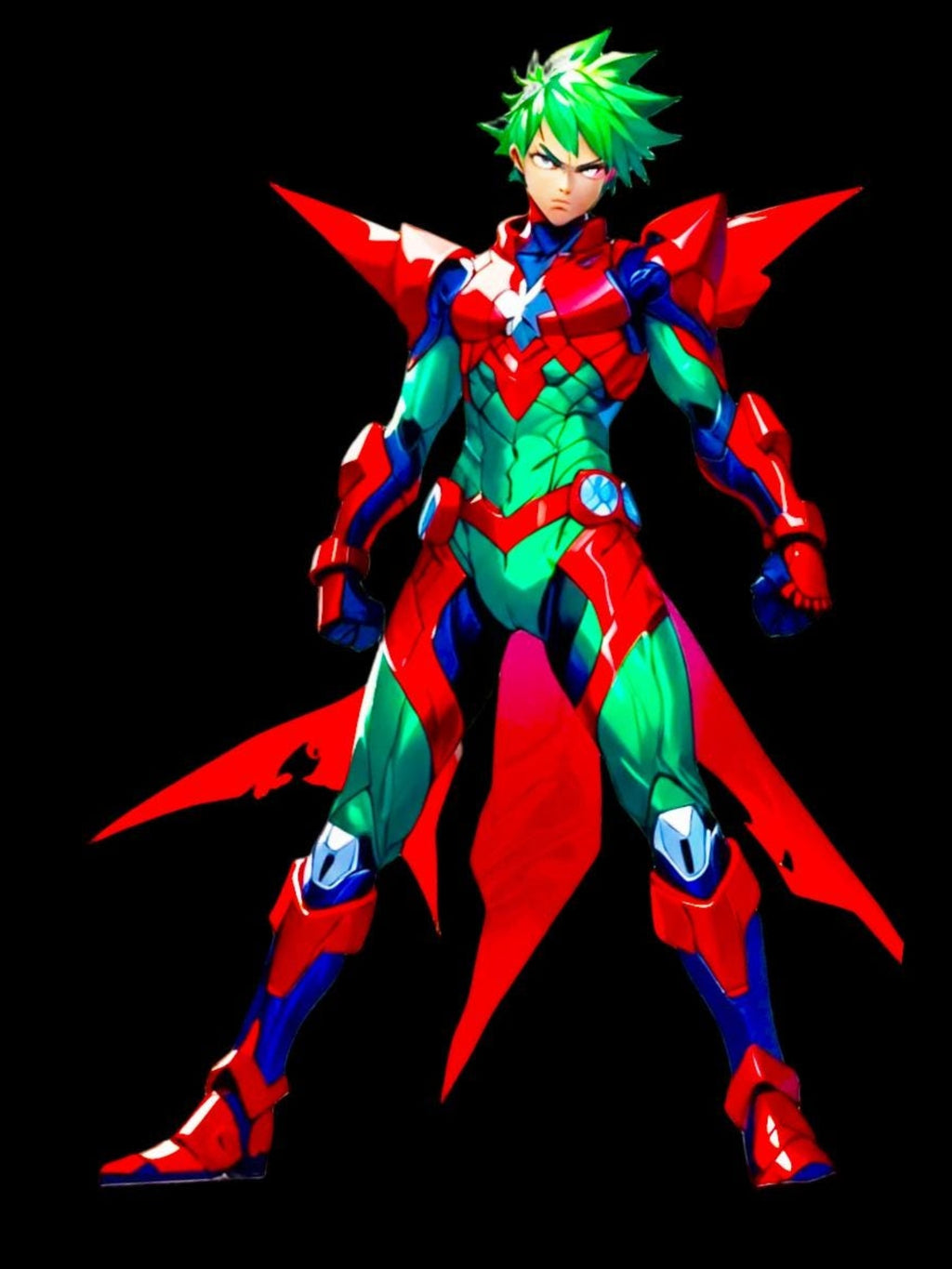 Anime Mecha Hoodie Green Red Warrior Cyber Armor Pullover Streetwear Techwear Gift for Gamers and Anime Fans