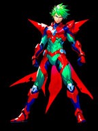 Anime Mecha Hoodie Green Red Warrior Cyber Armor Pullover Streetwear Techwear Gift for Gamers and Anime Fans