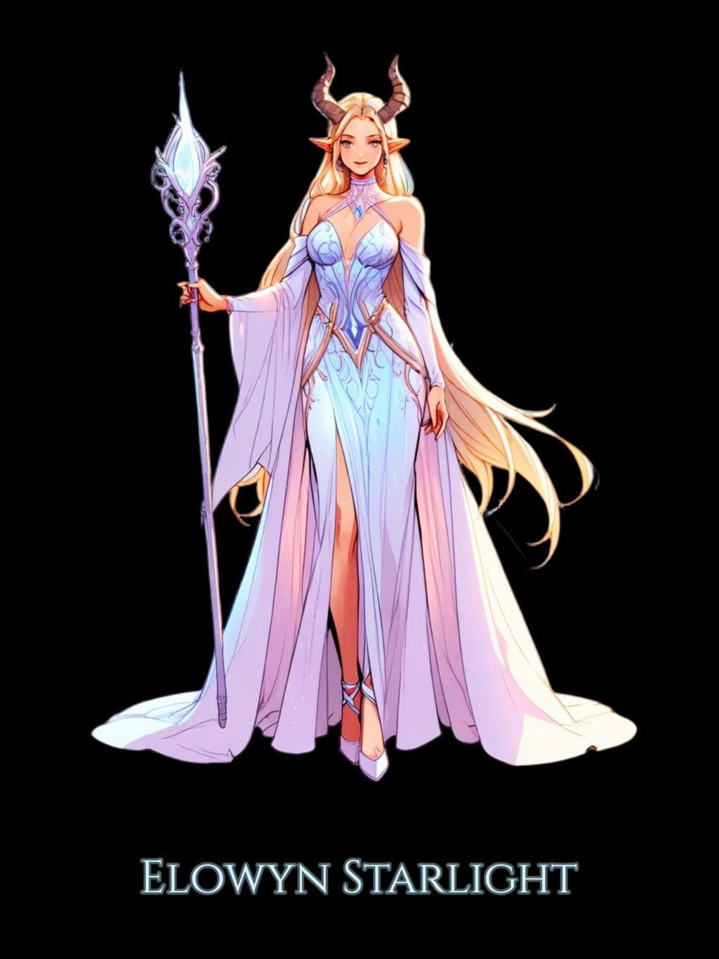 Elowyn Starlight Hoodie Anime Sorceress Hoodie Pastel Fantasy Pullover Magic Staff Gift for Anime Fans and Gamers