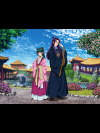 Ancient Court Anime Sherpa Blanket – Elegant Historical Fantasy Fleece Throw