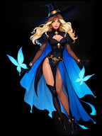 Anime Witch Hoodie Magical Girl Sweatshirt Blue Butterfly Spellcaster Gift for Anime Lovers and Gamers