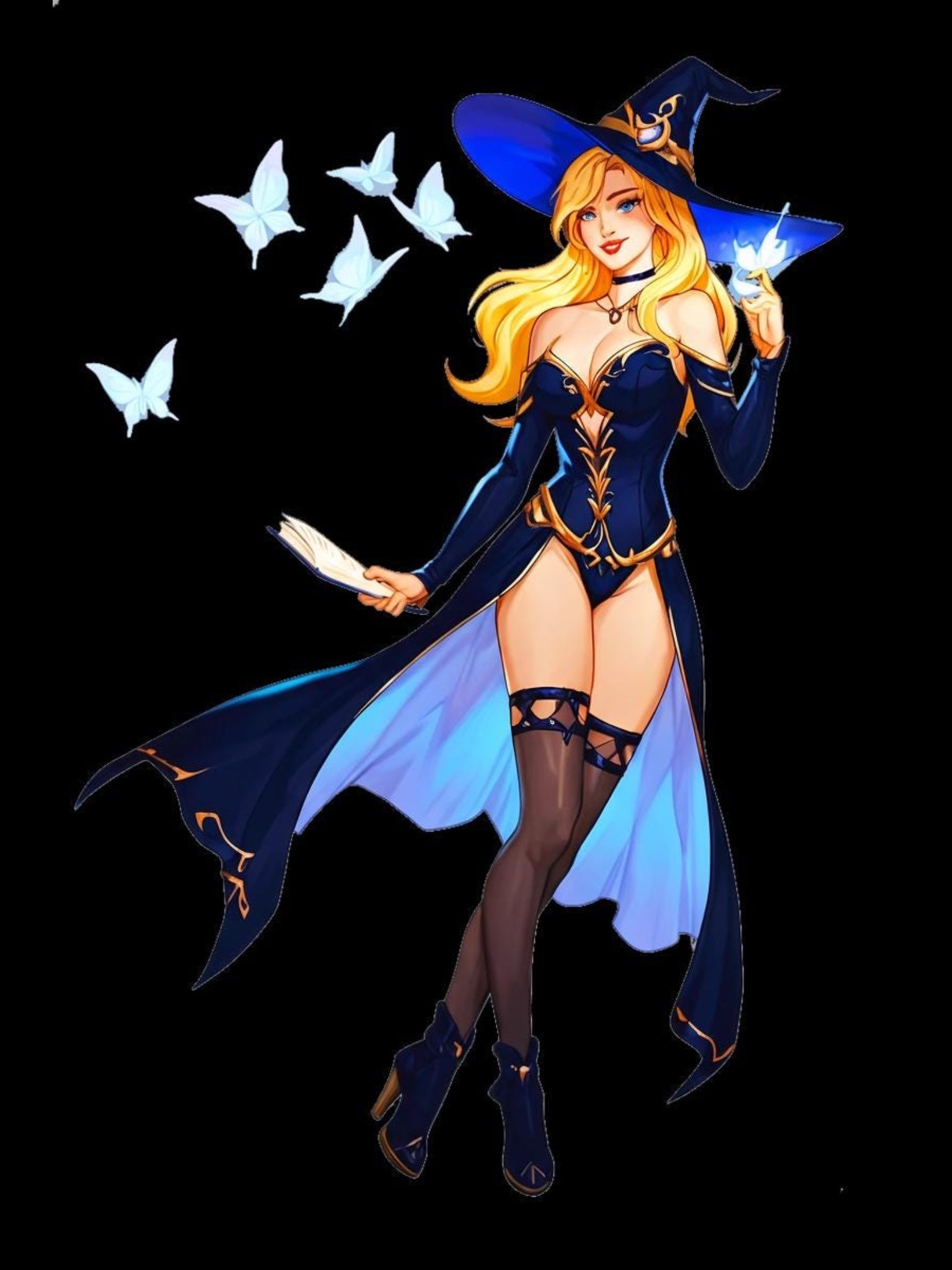 Anime Witch Hoodie Blue Spellbook Magical Girl Sweatshirt Fantasy Sorceress Gift for Anime Fans and Gamers