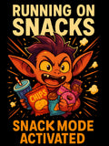 Running on Snacks Tote | Funny Goblin Anime Style Canvas Tote | Snack Mode Activated Gift for Foodies, Gamers, Students, and Gremlin Girls