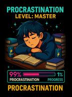 Procrastination Level: Master Shirt, Funny Anime Gamer Tee for Students, Study Humor T-Shirt, Procrastinator Graphic Tee, Epic Anime Apparel