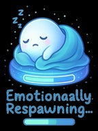Emotionally Respawning Shirt Cute Gamer Mental Health Tee for Anxious Minds Anime Sad Ghost T Shirt Cozy Gamer Gift