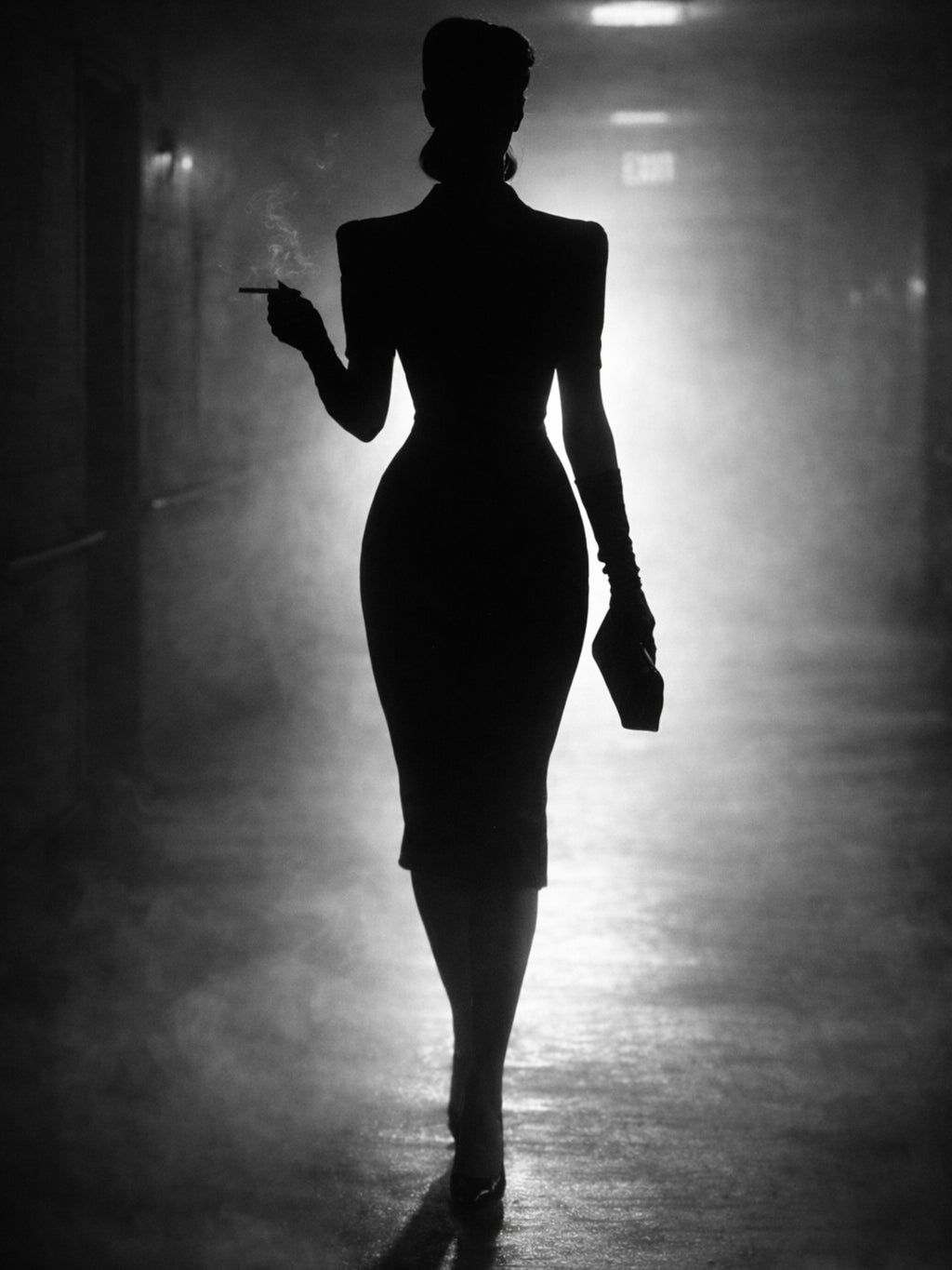 Dark Rose Poster – Noir Anime Wall Art, The Lore Paradox Character, Shadow Silhouette Artwork, Mystery Anime Aesthetic, 24x36 Print