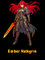Anime Ember Valkyrie Hoodie Fire Sword Warrior Girl Streetwear Flame Aura Neon Glow Gift for Anime Lovers and Gamers